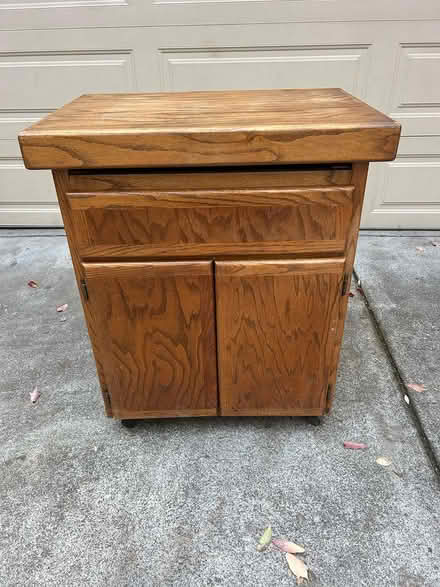 Photo of free Oak Microwave Cabinet (Saratoga Mtns) #1