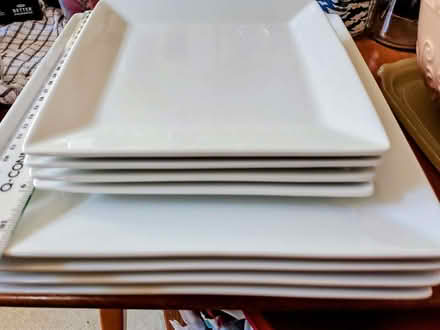Photo of free White Porcelain Square 4 x dinner plates & 4 x side plates (Glenleigh Park TN39) #1