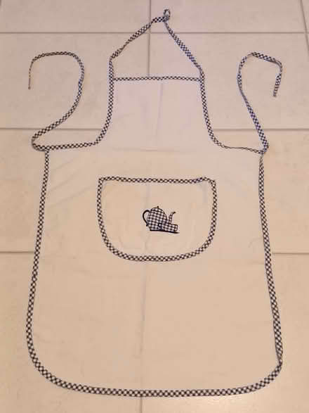 Photo of free Cotton Kitchen Apron - Blue Teapot/Teacup motif (Primrose LA1) #1