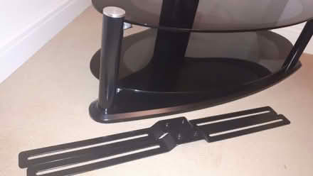 Photo of free Attractive Oval Black Glass TV Stand, With Cable Management (Cressex HP12) #3