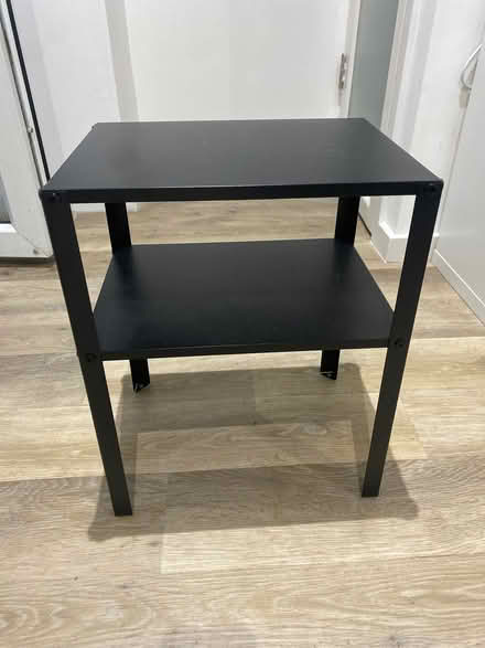 Photo of free Ikea bedside table. Small black metal. Perfect condition. (Askew Road W12) #1