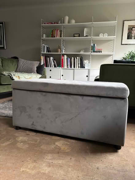 Photo of free Grey velvet storage ottoman (Central St Leonards TN38) #2