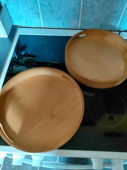 Photo of free Pair of round wooden trays (Rowner PO13) #1