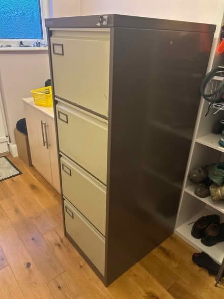 Photo of free 4-drawer metal filing cabinet (Motspur Park SW20) #1