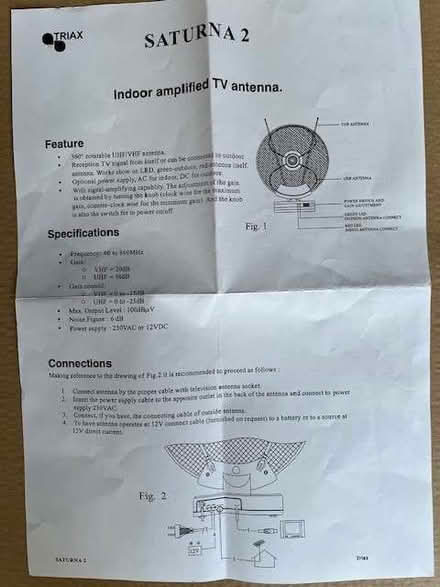 Photo of free Indoor amplified TV antenna (Rotherwick RG27) #3