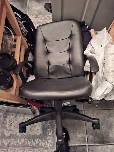 Photo of free Black fake leather computer chair (Garforth LS25) #1