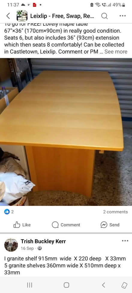 Photo of free Maple Dining-room Table (Leixlip, North Kildare) #1