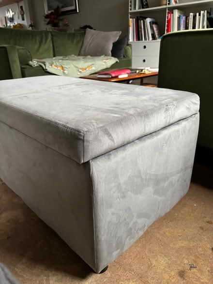 Photo of free Grey velvet storage ottoman (Central St Leonards TN38) #3