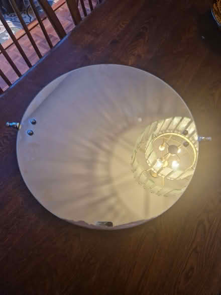 Photo of free 46cm round wall mirror (de-silvered on one edge) (Cherry Orchard SY2) #1