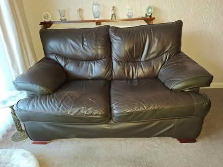 Photo of free 2 seater leather settee (Lower Gornal DY3) #1