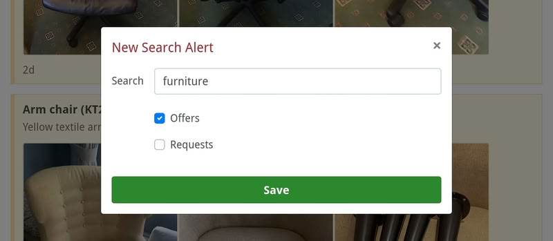 Find free furniture alert