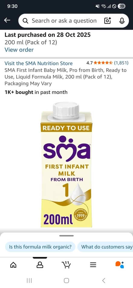 Photo of free New SMA infant Milk (10 left) (Sidcup DA15) #1