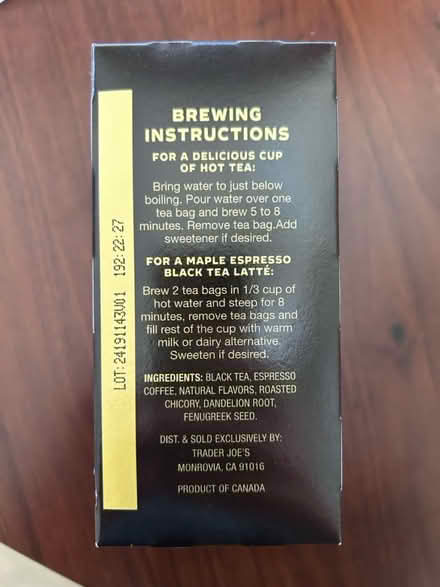Photo of free Maple espresso black tea (east Petaluma) #2