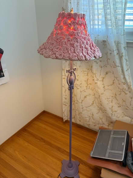 Photo of free Pink rose lampshade, purple lamp (Willow Glen) #1