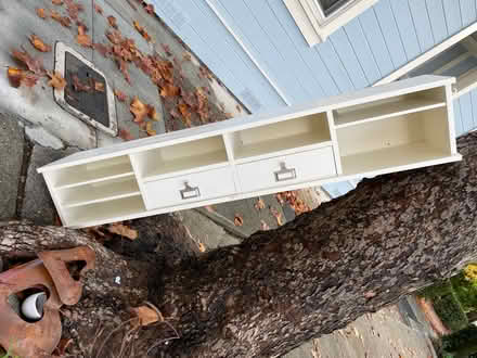 Photo of free Wooden desk shelf iron metal decor (6 G street, San Rafael) #1