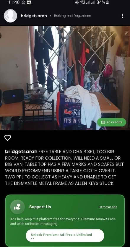 Photo of free Table chair set (Beacontree Heath RM8) #2