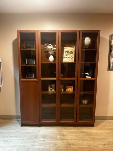 Photo of free Covered Bookshelf -Bookshelf- table (8400 Mission Road Jessup MD) #1