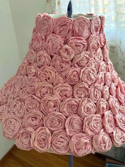 Photo of free Pink rose lampshade, purple lamp (Willow Glen) #2