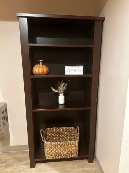 Photo of free Covered Bookshelf -Bookshelf- table (8400 Mission Road Jessup MD) #2