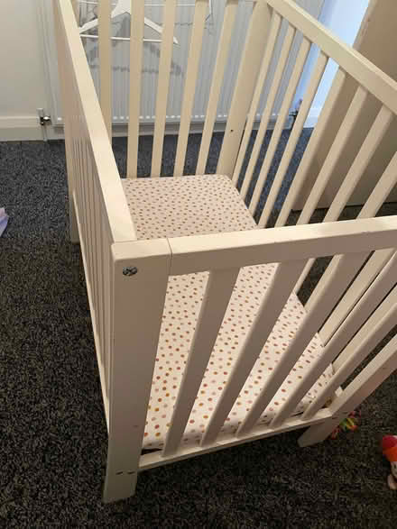 Photo of free Small baby cot with mattress (Alcester Lanes End B13) #3