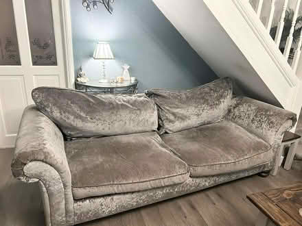 Photo of free 2 large chenille grey settees. (Adlington PR6) #1