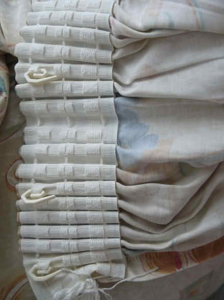 Photo of free 2 x Curtains W:96" L:43" Cream/beige/multi floral (Kempsey WR5) #2