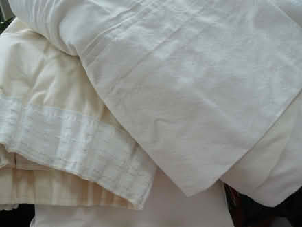 Photo of free 2 x Curtains W:89" L:77" Cream with square detail Lined (Kempsey WR5) #4