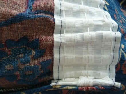 Photo of free 2 x curtains W:53" x L:52" Blue/multi floral textured (Kempsey WR5) #3