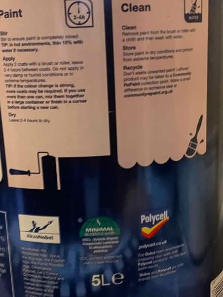 Photo of free Dulux Silk Paint 5 Litres (Unused) (E5) #4