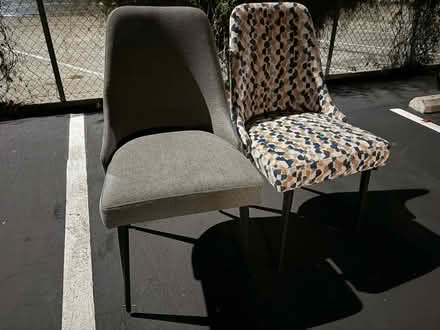 Photo of free 2 matching metal upholstered chairs (Valencia Avenue, Sunnyvale) #1