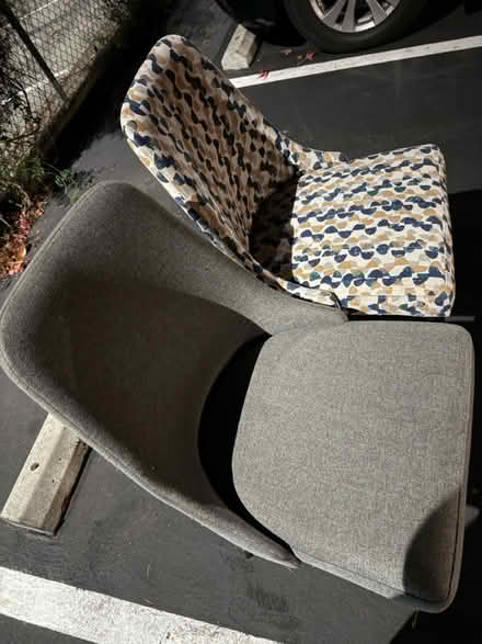 Photo of free 2 matching metal upholstered chairs (Valencia Avenue, Sunnyvale) #3