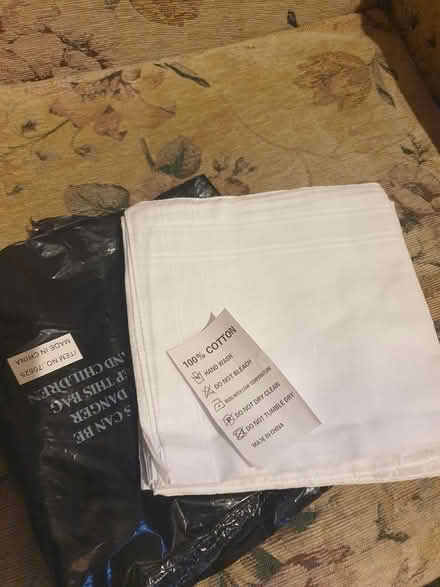 Photo of free New white cotton hankies / napkins (Woodside WD25) #2