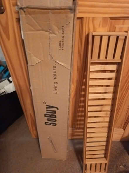 Photo of free Wood bath shelf rack (Kingsley Park) #1