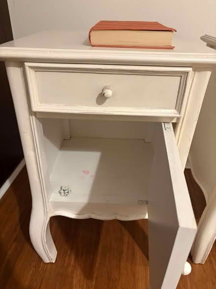 Photo of free 2 white side tables wood (AL1 st Albans station) #2