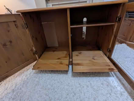 Photo of free Real pine wood side cabinet with half glass front (Colton LS15) #3