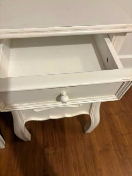 Photo of free 2 white side tables wood (AL1 st Albans station) #4
