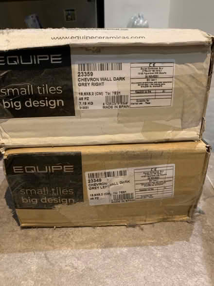 Photo of free Dark grey chevron wall tiles (Quinton, B32) #3