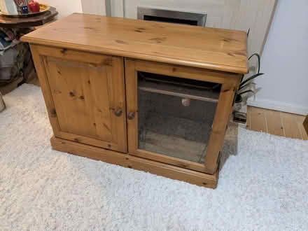 Photo of free Real pine wood side cabinet with half glass front (Colton LS15) #1