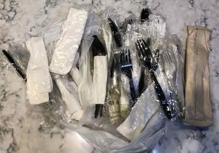 Photo of free about two dozen plastic utensil sets [20886] #1