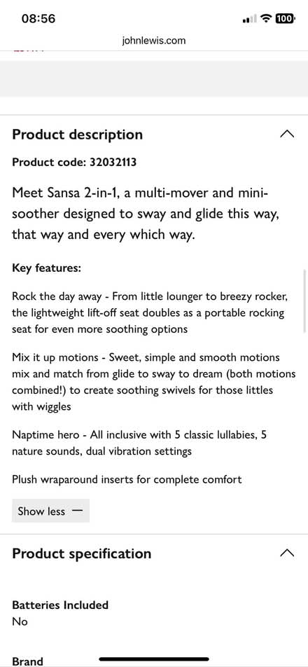 Photo of free Baby Rocker/Swing (Culgaith CA10) #2