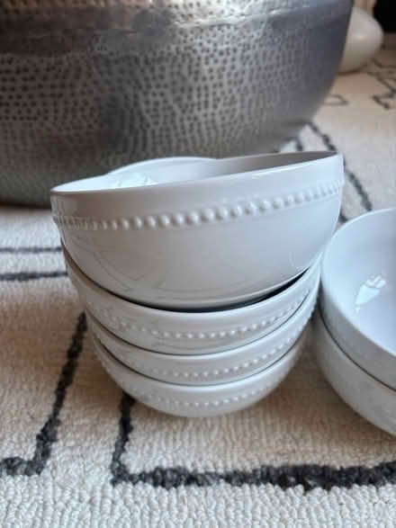 Photo of free 6 White Beaded Porcelain Bowls (Rego Park) #2