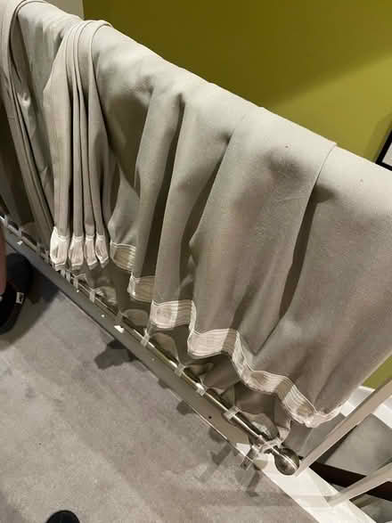 Photo of free 2 pairs light grey dress curtains and chrome poles (The Park NG1) #1