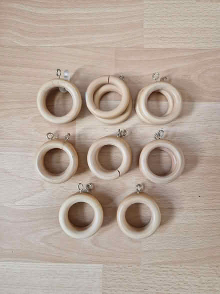 Photo of free Curtain rings - medium dark wood (Roslin EH25) #1