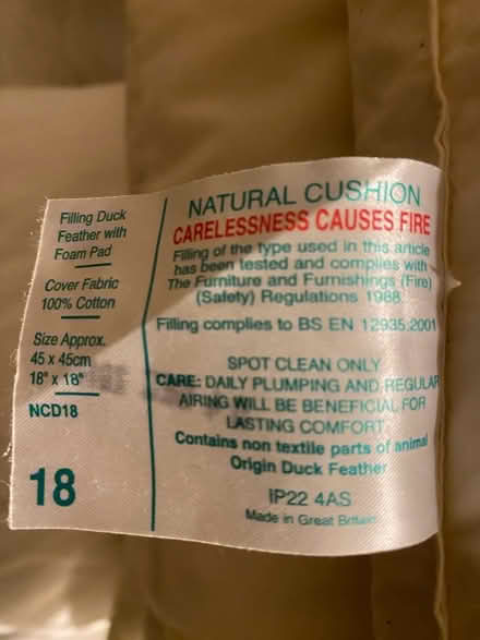 Photo of free Feather Filled Cushions x 6 (West End EH3) #3