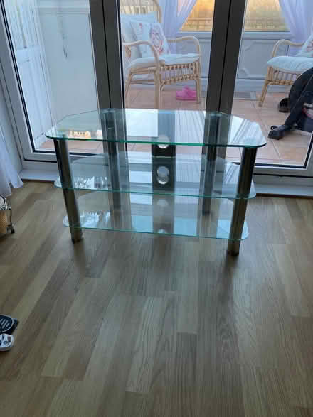 Photo of free TV/Stereo corner glass table (Stow Maries CM3) #2