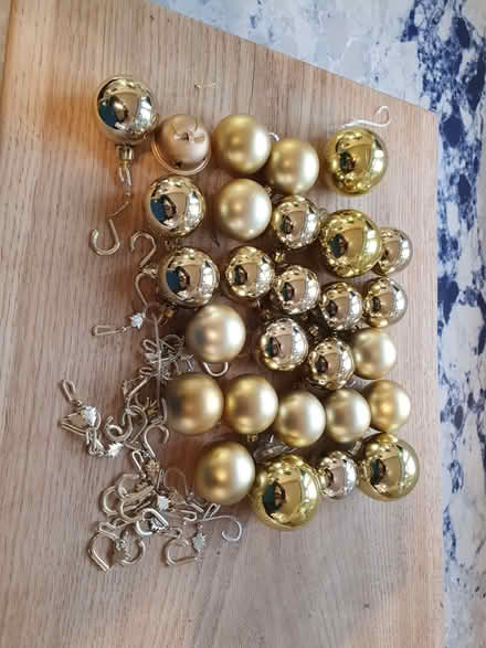 Photo of free 28 gold Christmas baubles (Lyppard Grange WR4) #1