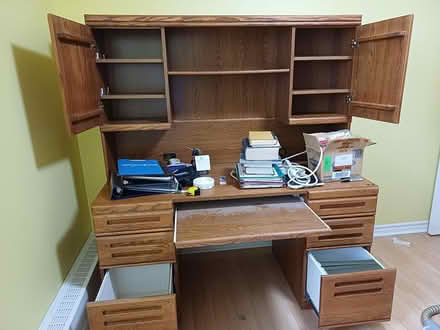 Photo of free Large computer desk with oak doors (Near the NRC.) #2