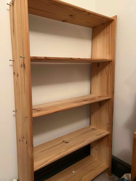 Photo of free Two wooden bookshelves, 5’1 & 5’11 (E17) #2
