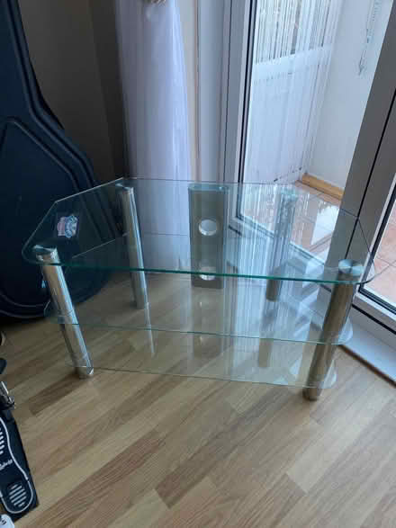 Photo of free TV/Stereo corner glass table (Stow Maries CM3) #1