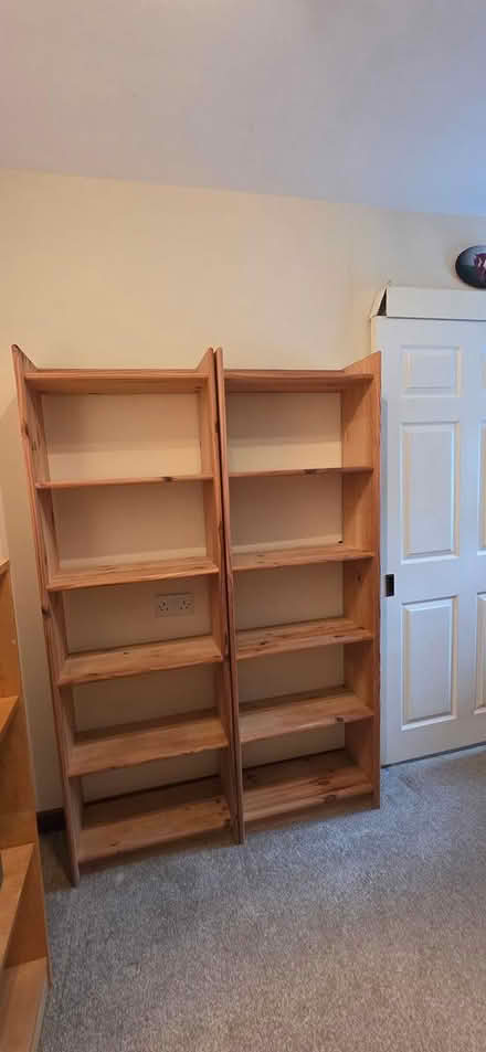 Photo of free Tall wood shelves (Blackley M9) #1